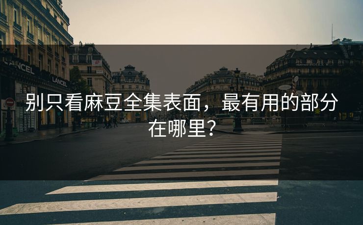别只看麻豆全集表面，最有用的部分在哪里？
